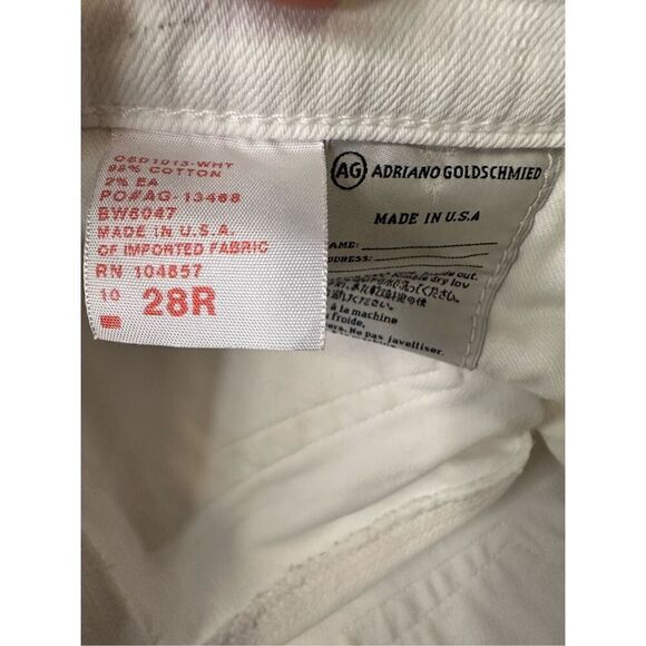 AG Adriano Goldschmied Women’s The Angel Bootcut White Jeans, size 28R - Picture 8 of 10